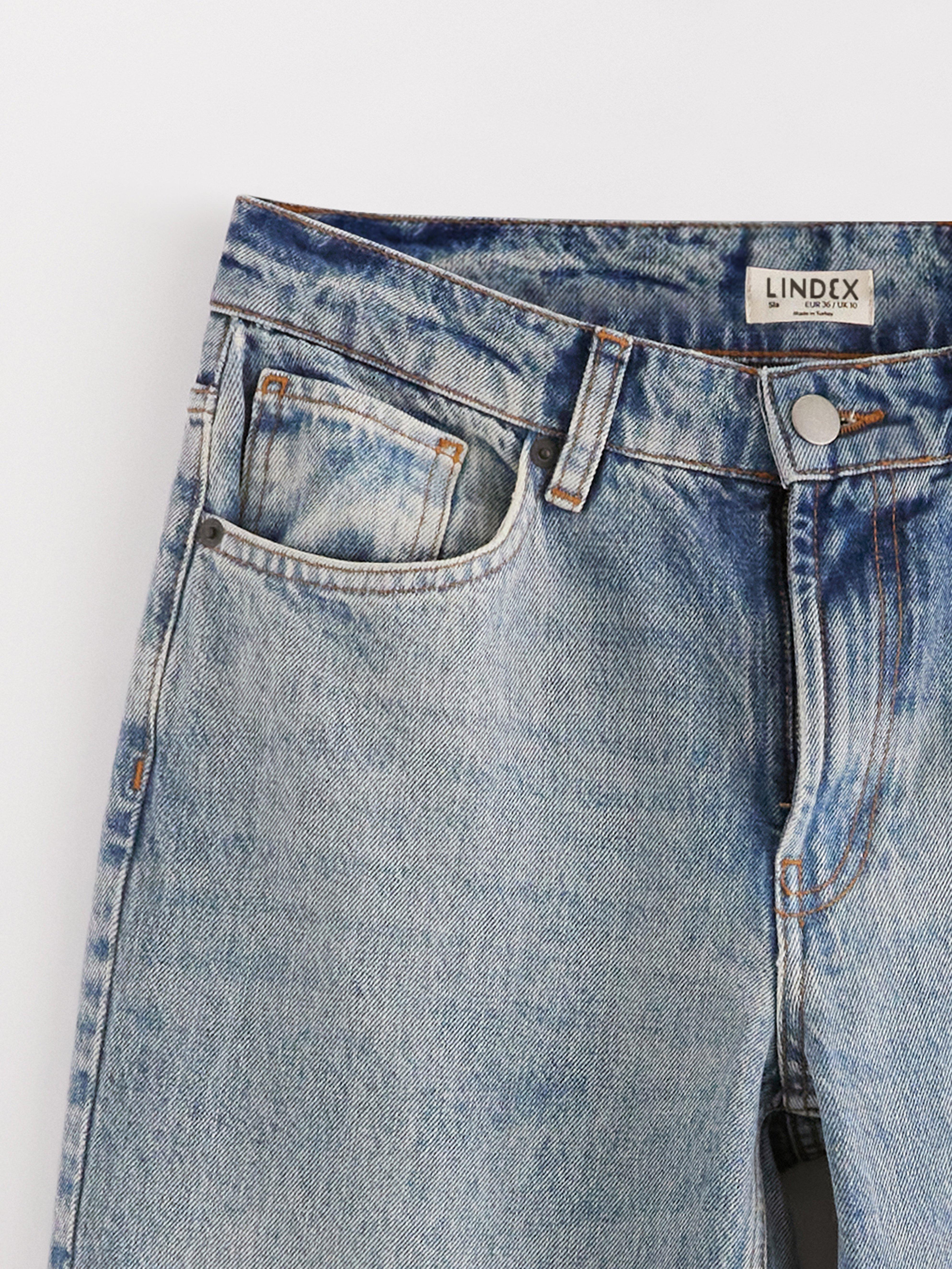 Calça jeans reta Sia extra longa, azul denim.