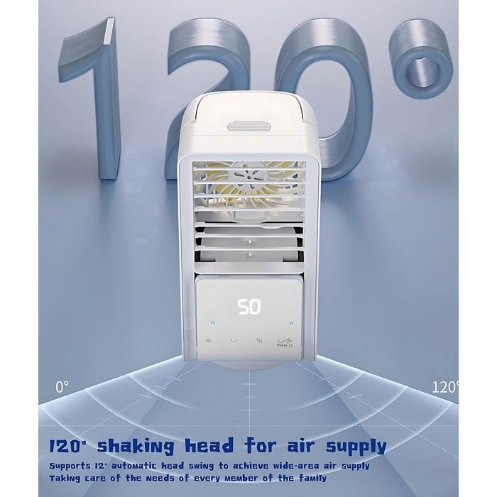Ventilateur Climatiseur Silencieux Portable Climatiseur Mini Refroidisseur D'air 4 en 1 Écran tactile Climatiseur 3 Vitesses de