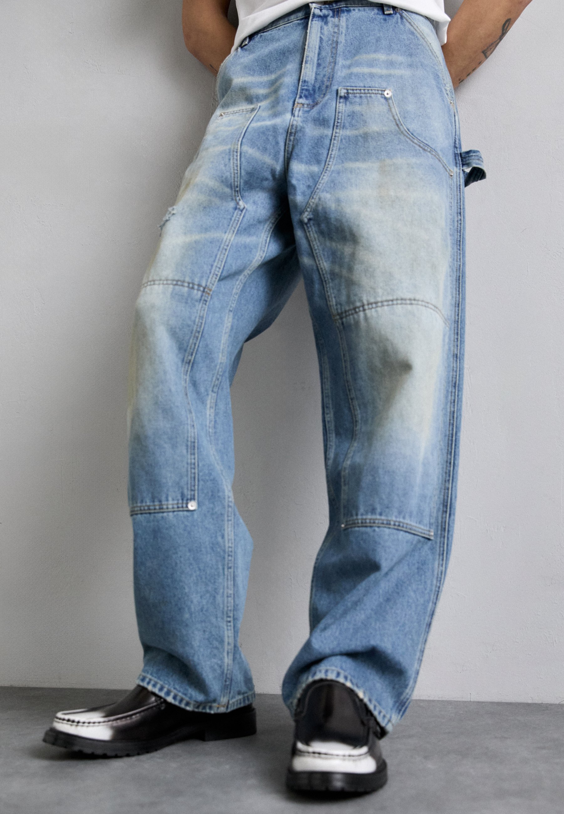 Jeans a gamba dritta MOSCHINO LAUREL CROWN EMBLE - blu