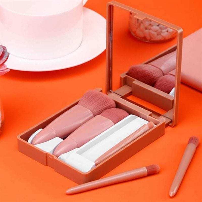 Technique Pro set četkica, set od 5 putnih četkica za šminkanje s ogledalom – Ruža