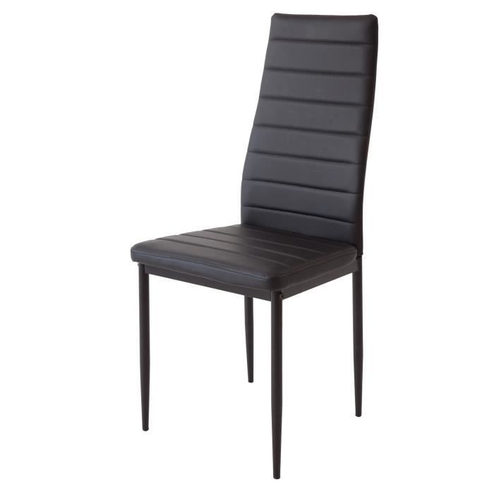 Chaises de salle à manger - ALBATROS - Milano noir - Lot de 6 - Métal et simili cuir