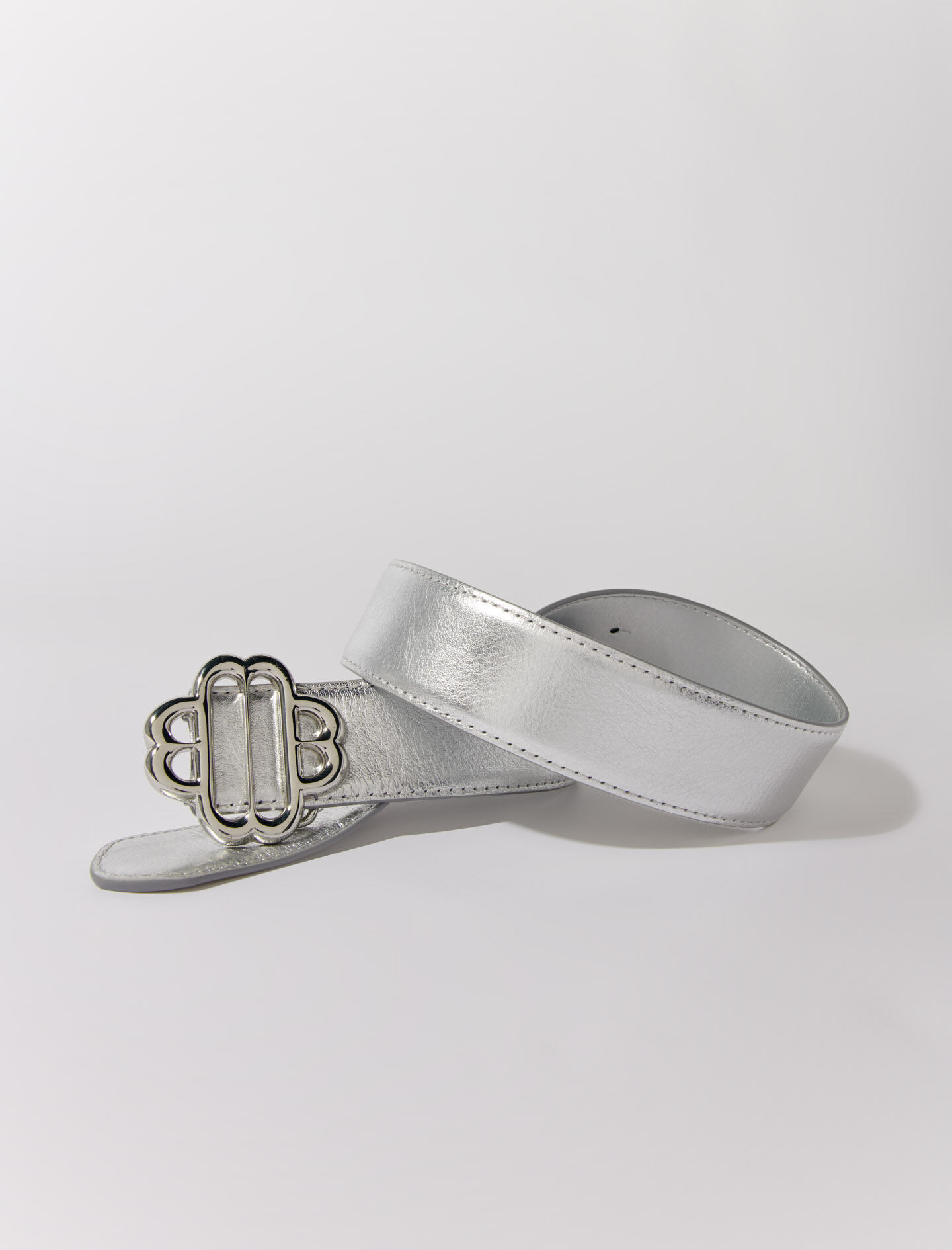 Curea din piele metalică Clover - Argintiu