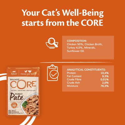 Alimento umido per gatti Wellness Core Purely Paté