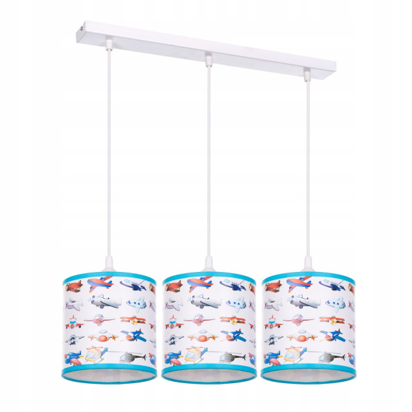 Lampa wisząca sufitowa żyrandol abażur nadruk listwaSAMOLOTY