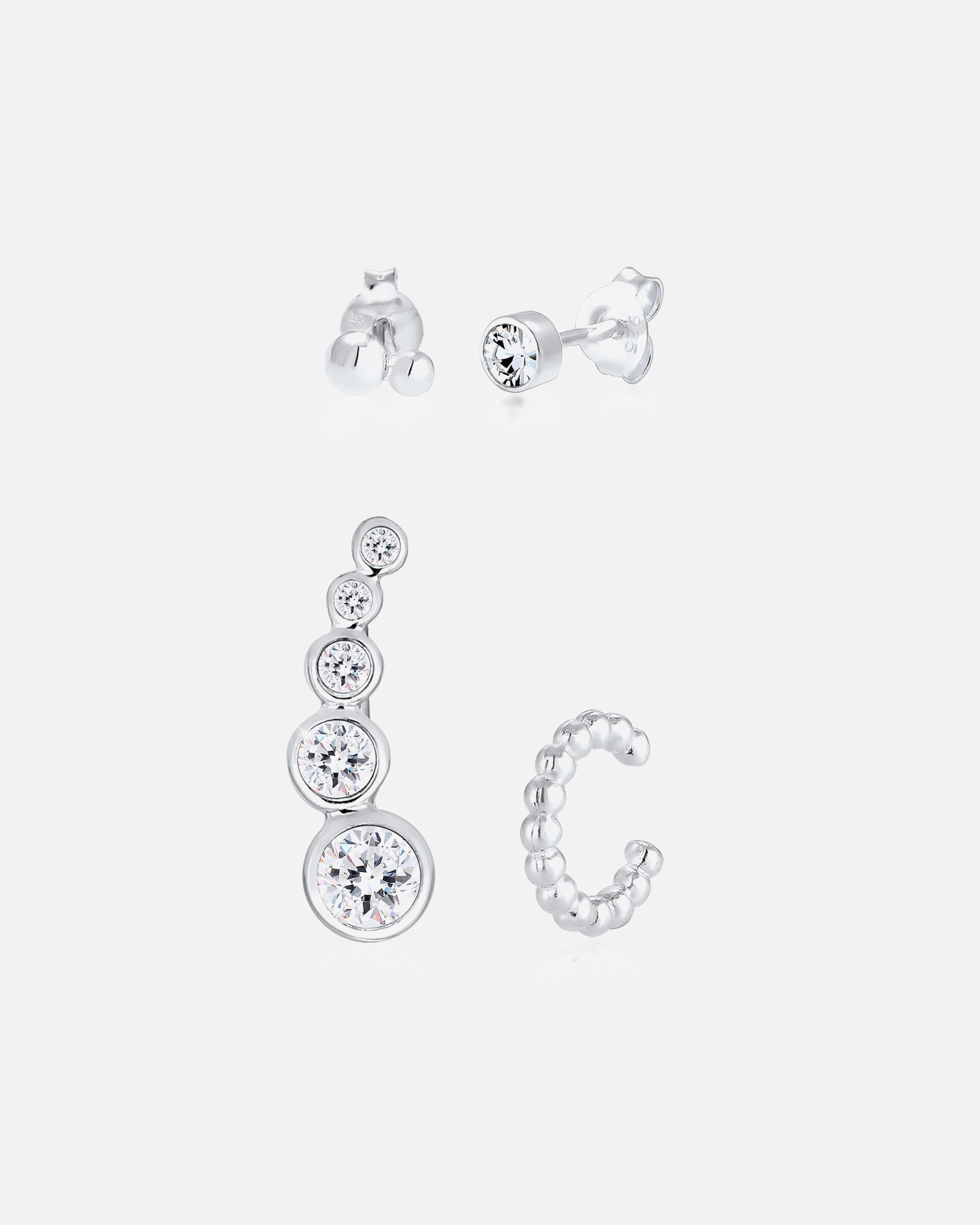 Elli Earcuff Ear Climber avec des Cristaux Boucles d'Oreilles Femme - (925/1000) Argent