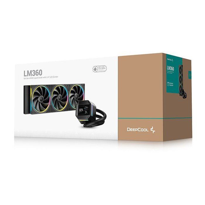 DEEPCOOL - R-LM360-BKDMMC-1 - Wasserkühlung - 360-mm-AIO - 2,4-Zoll-IPS-Display - Schwarz - Pumpe der 6. Generation - 2500 bis 3400 U/min