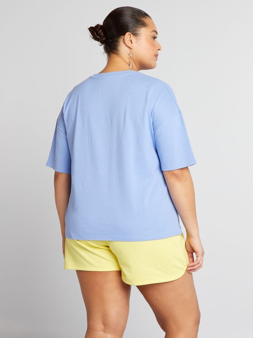Eenvoudig T-shirt met verlaagde schouders - paars