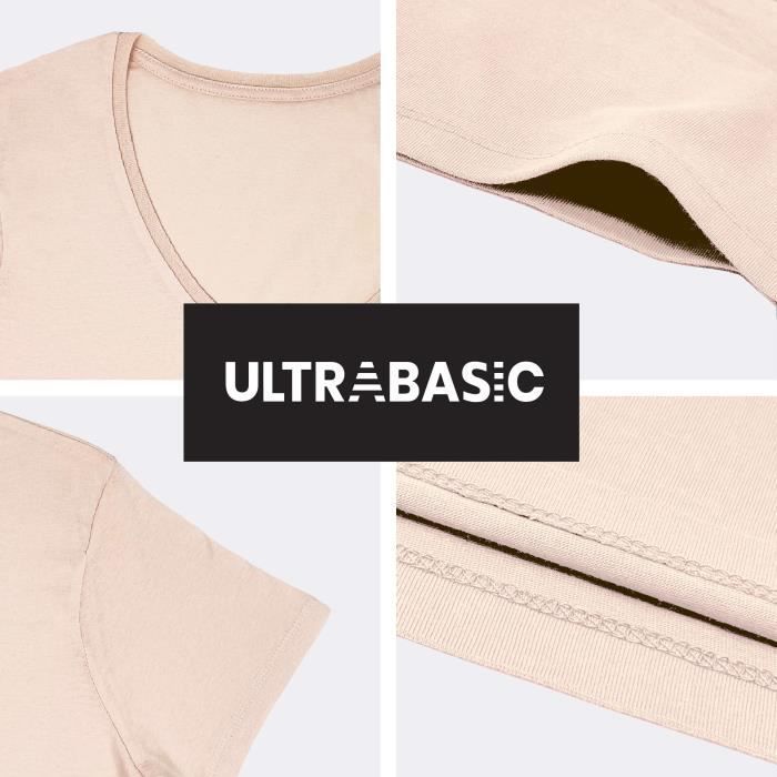 Camiseta feminina - ULTRBASIC - Controlador de Batimentos Cardíacos - 100% Algodão - Manga Curta - Rosa Cremoso