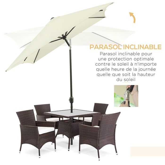 Outsunny - Parasol - Metaal - 294x198x255cm - Crème