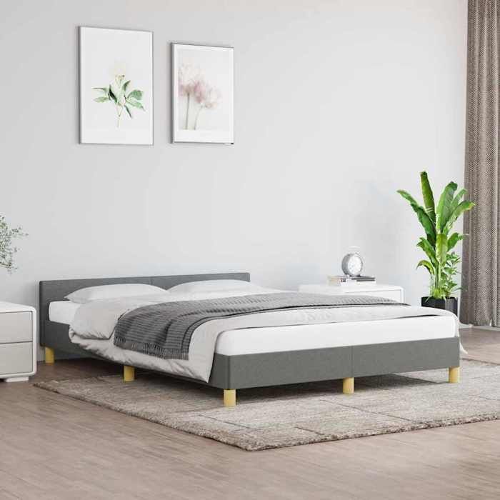 Estructura de cama vidaXL con cabecero, gris claro, 140x190 cm, tela