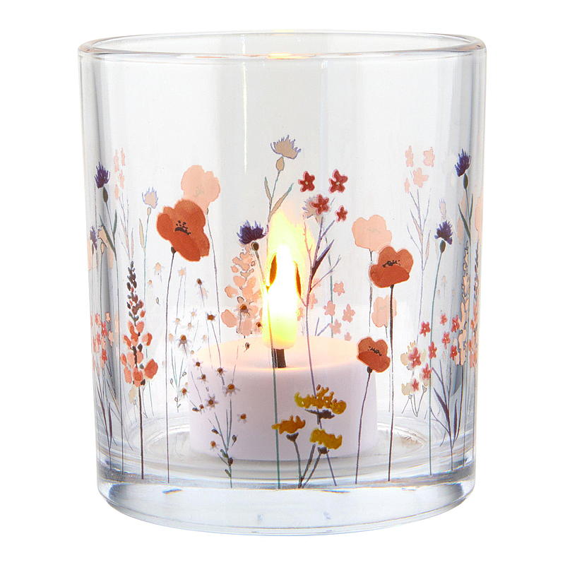 Theelichthouder Flory 8x9 cm van glas