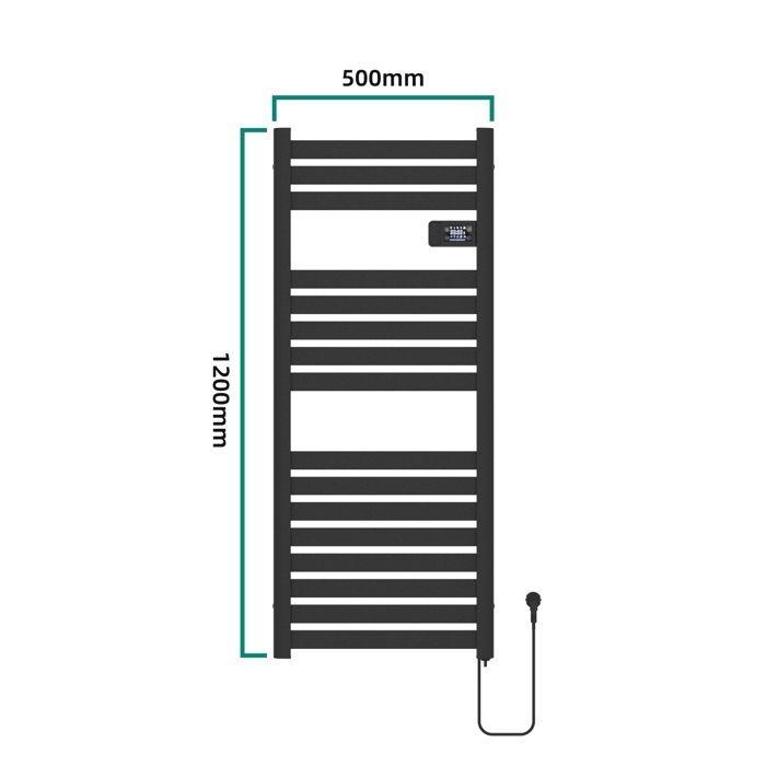 Ringebu elektrische handdoekverwarmer 120 x 50 cm 500W zwart