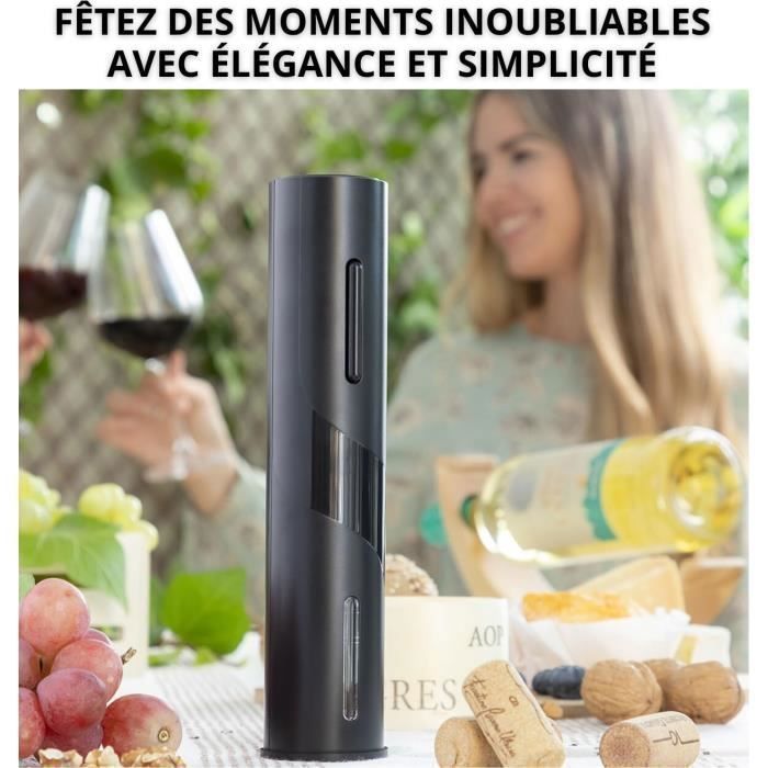 Tire Bouchon Électrique - Rechargeable - RIWILL - Ouvre Bouteille - Coupe-Capsule - Verseur Aérateur - Bouchon à Vide - Câble