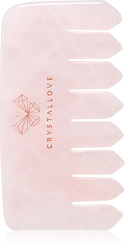 Pente de Quartzo Rosa Crystallove para Massagem Capilar e Corporal