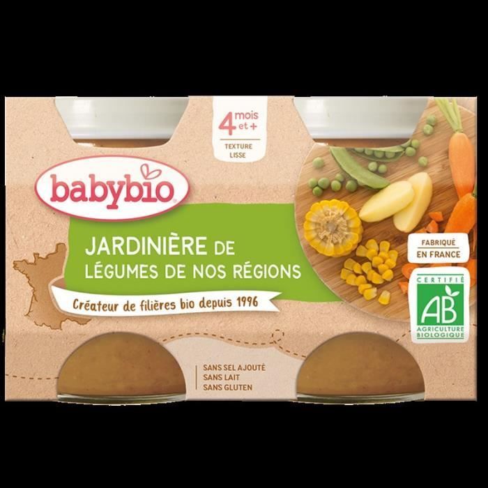 BABYBIO - Petit Pot Bébé Jardinière de Légumes - Bio - 2x130g - Dès 4 mois