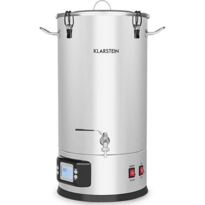 Tanque de maceración Klarstein Maischfest para elaboración casera de cerveza 1500-3000W - Tanque de 25L - Pantalla LCD - Panel táctil - Acero inoxidable
