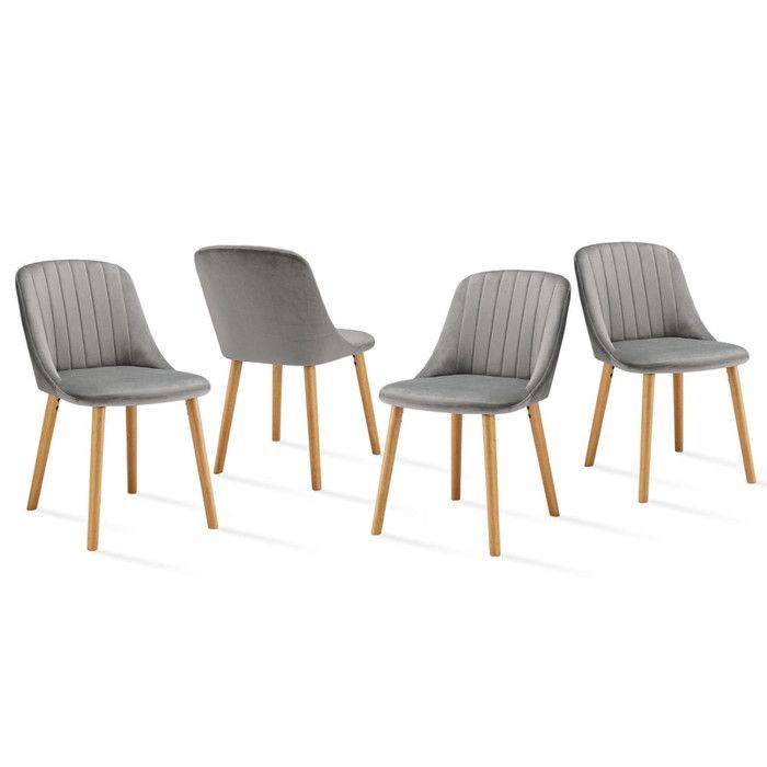 Sedie moderne Goeurvant con cuscino spesso, schienale ergonomico e gambe in legno, stile e comfort in un unico set - Grigio chiaro