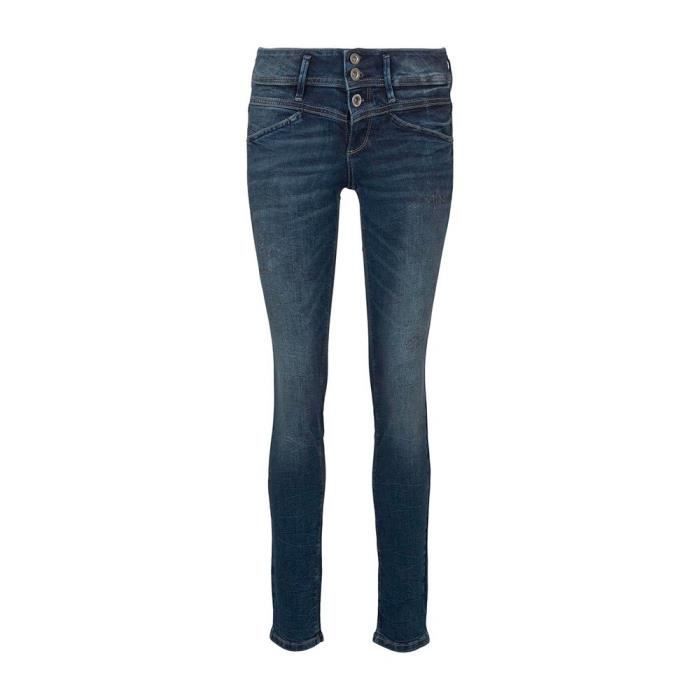 TOM TAILOR Women's Alexa Slim Jeans - Random Bleached Blu - Slim Fit - Standard Waist