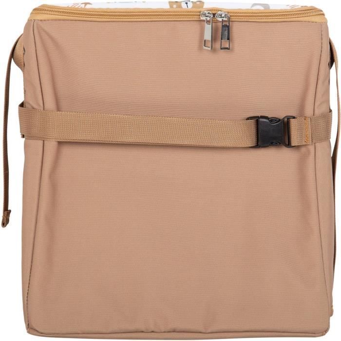 Portable booster seat - TINEO - 30 x 28 x 13 cm - Ultra Compact - Camel / Teddy Bears