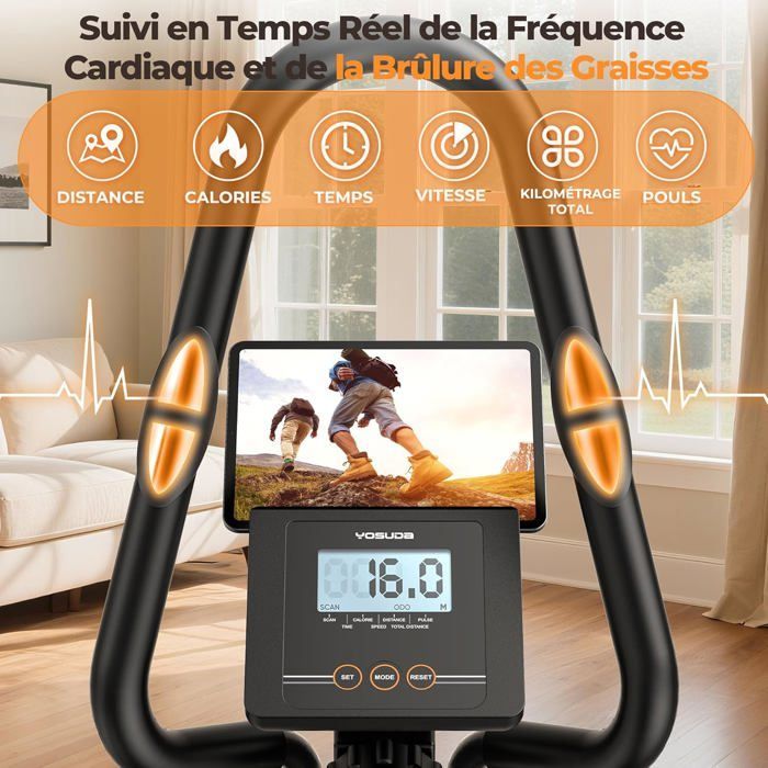 YOSUDA 3-in-1 Crosstrainer: Stepper, sporttrap, 16 magnetische niveaus, 8 kg vliegwiel, 45° hellingshoek, LCD-scherm.