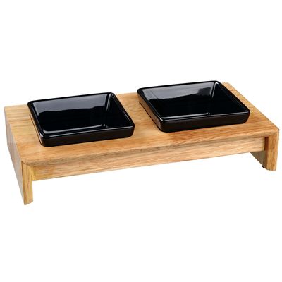 Trixie Keramik- und Holz-Fütterungsnapf-Set