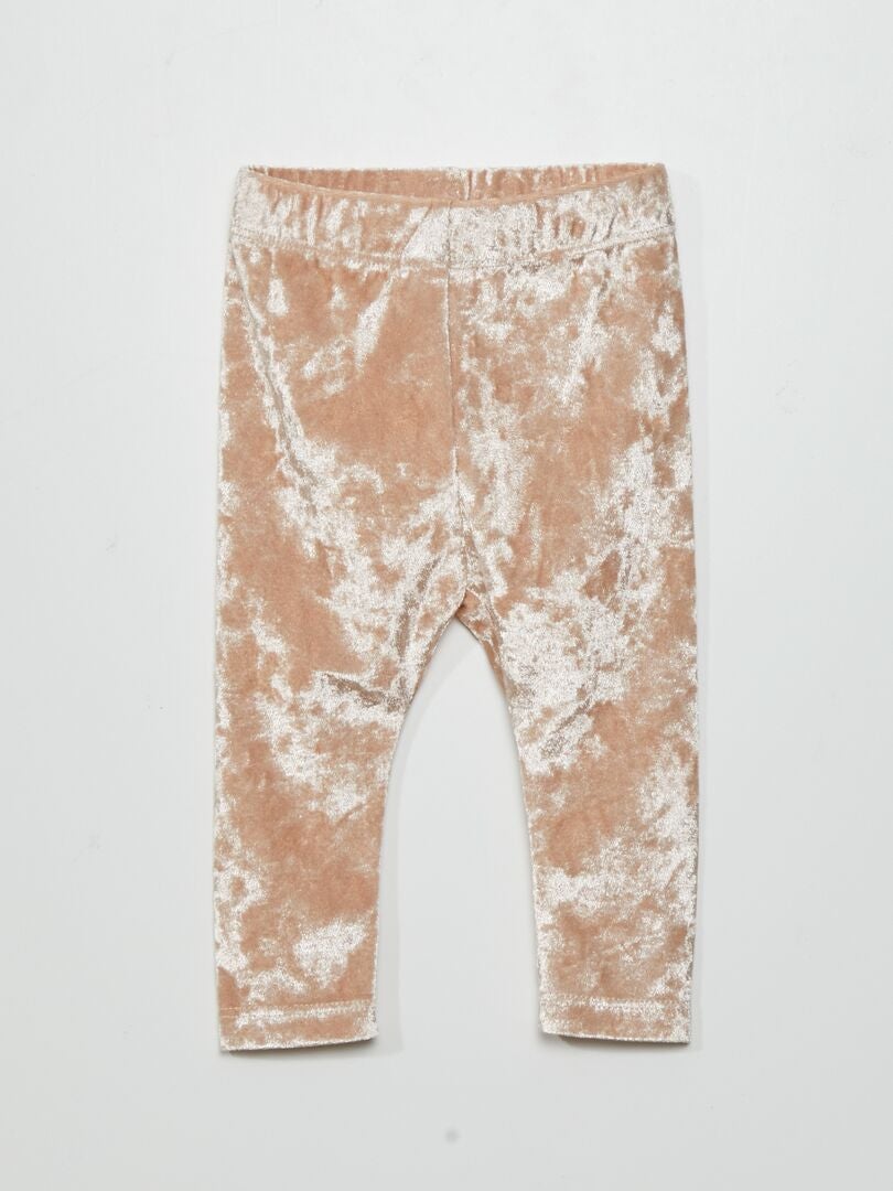 Satijnen fluwelen legging - BEIGE