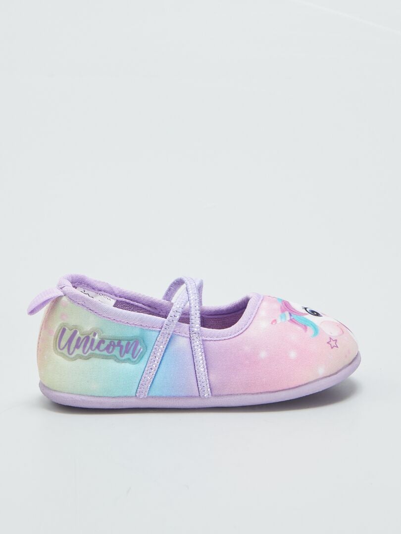 Ballerina slippers met eenhoornprint - ROZE
