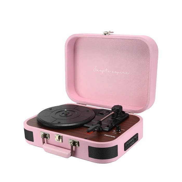 Giradischi PRIXTON VC600, Bluetooth/USB/lettore di dischi SD, giradischi e digitalizzatore per vinili, 2 altoparlanti, rosa