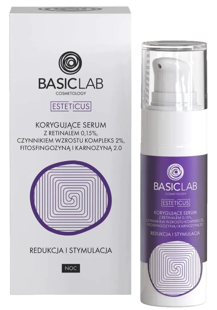 BasicLab Esteticus Korygujące serum z retinalem 0,15%, czynnikiem wzrostu 2% i fitosfingozyną