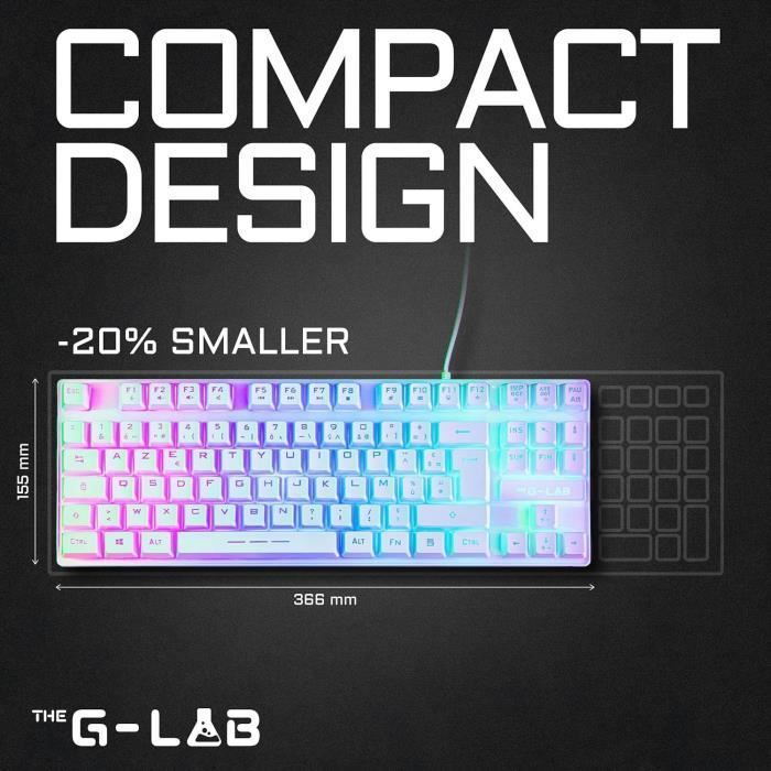 Teclado Gamer - The G-Lab - KEYZ CAESIUM TKL - RGB - Com Fio - 100% Personalizável - AZERTY - Preto