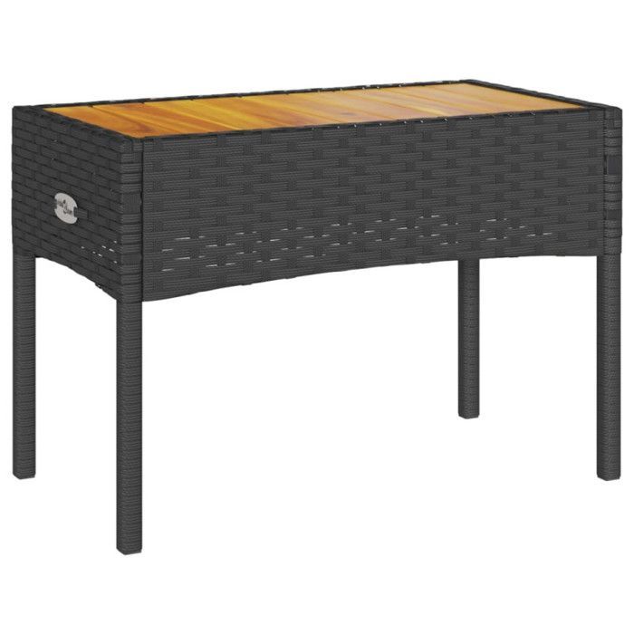 Panchina da giardino - 2 posti - Resina intrecciata - Cuscini inclusi - Tavolino nero