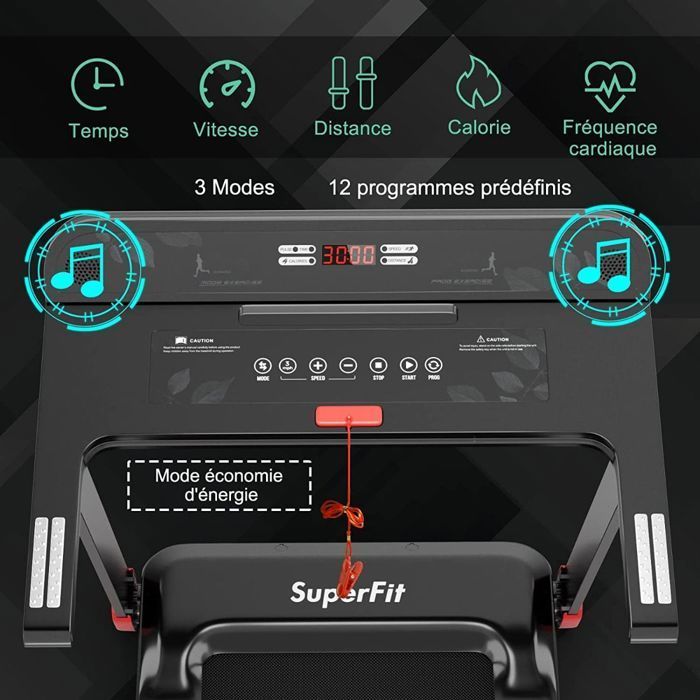 Cinta de correr plegable COSTWAY con control por aplicación, 0,96-12 km/h, Bluetooth, 12 programas, pantalla LED y soporte para dispositivos, color rojo.