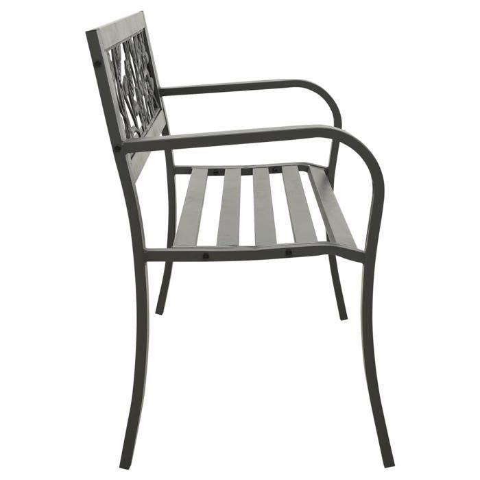 Beautiful Grey Garden Bench - 2 Seats - 125cm Grey Steel 125x53x77cm - Park Bench CL5962177