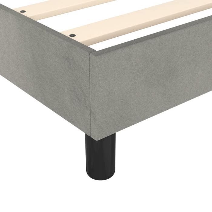 Cama de madera gris de 200 x 200 cm - Carga máxima 150 kg - Estructura de cama de muelles gris claro de 200 x 200 cm, terciopelo 005_852855