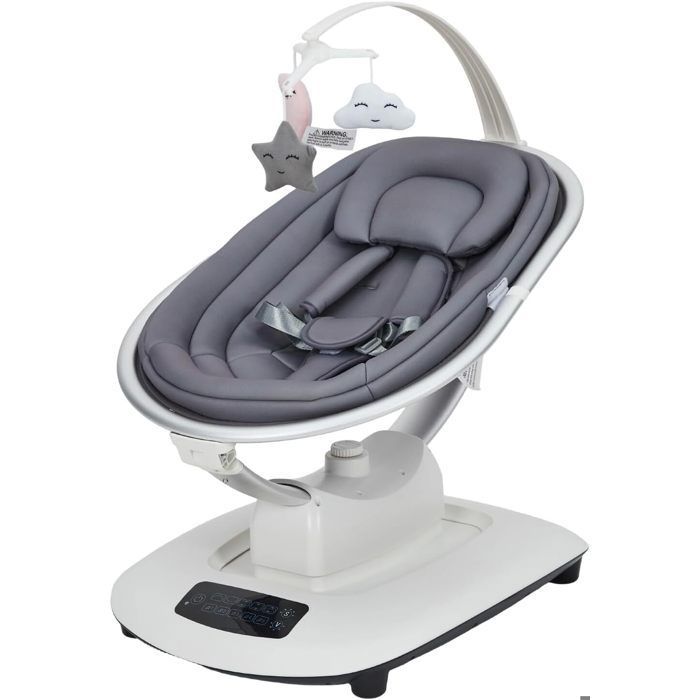 Columpio/hamaca eléctrico 3 en 1 para bebé con mando a distancia, mesa de comedor, 5 modos de balanceo, temporizador y música - Gris oscuro