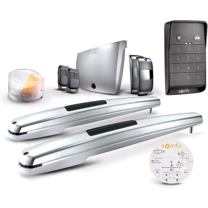 Motorisation portail battant - SOMFY - Exavia Star - Vantaux jusqu'à 2,5m - Détection d'obstacles - Kit complet