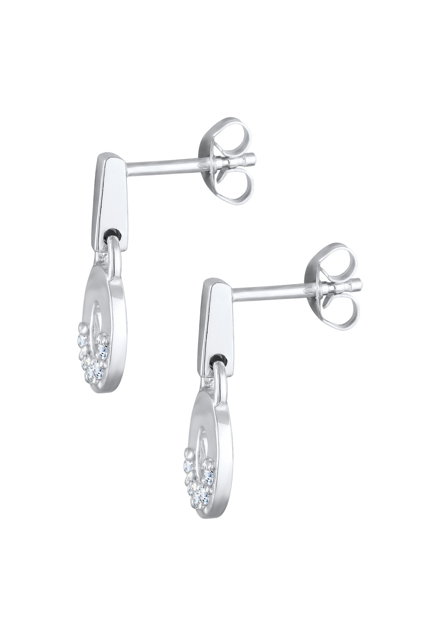 Elli DIAMONDS Femmes pendentif d'oreilles rond géo avec diamant (0.15 ct.) en argent sterling 925