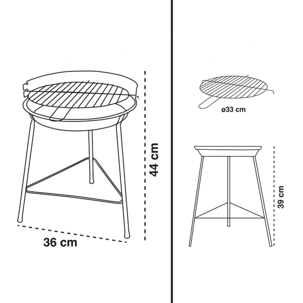 Barbacoa De Carbón 36 Cm Aktive Sport Camping