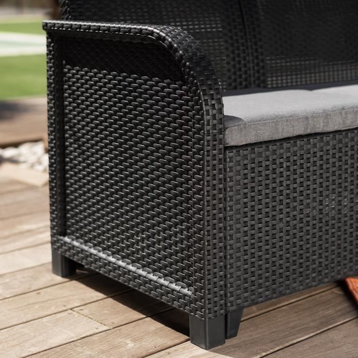 Garden furniture set - resin with woven rattan look - Allibert by KETER - 5 people - SanRemo - Graphite Grey