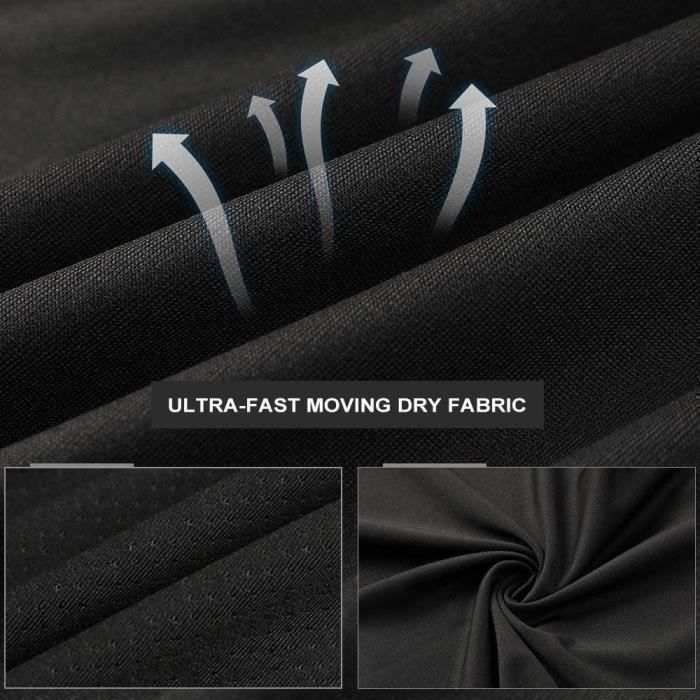 Ensembles De Sport de Suduation de Fitness Vêtements Entraînement Séchage Rapide Respirant Course à Pied pour Homme 5 pcs Noir