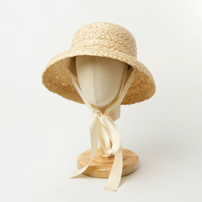 FUNMOON Sombrero de sol de paja y rafia hecho a mano para niño, estilo retro, ala plana, plegable, ideal para viajes y vacaciones - 588031