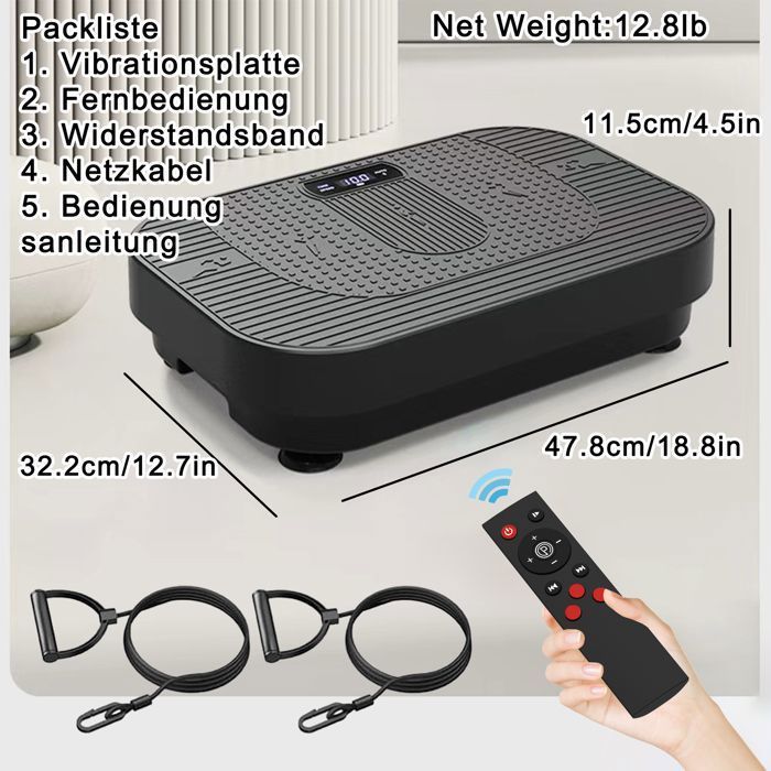 Pedana vibrante con telecomando – HJKJYX – 199 livelli – Compatibile con Bluetooth – Portata massima 150 kg – Nera