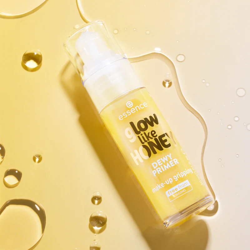Essência que brilha como mel, base iluminadora com textura em gel.