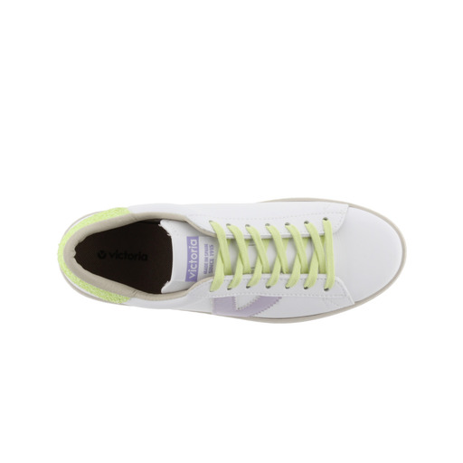 Victoria Berlin sneakers i kunstlæder med glitterhæl i fluorescerende farver og matchende snørebånd