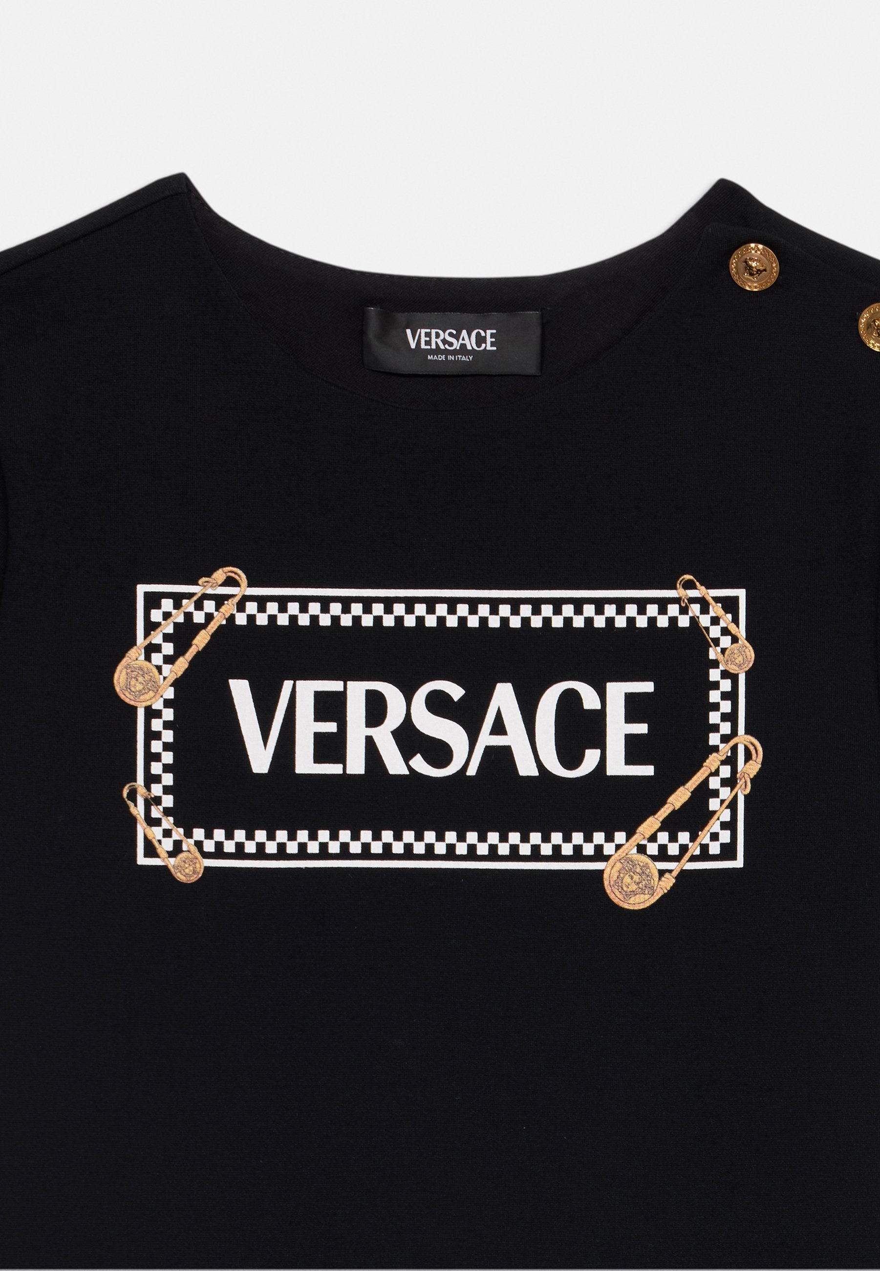 Abito in jersey Versace PUNTO MILANO VINTAGE LOGO PINNED KIDS PRINT - nero/avorio oro/colorato