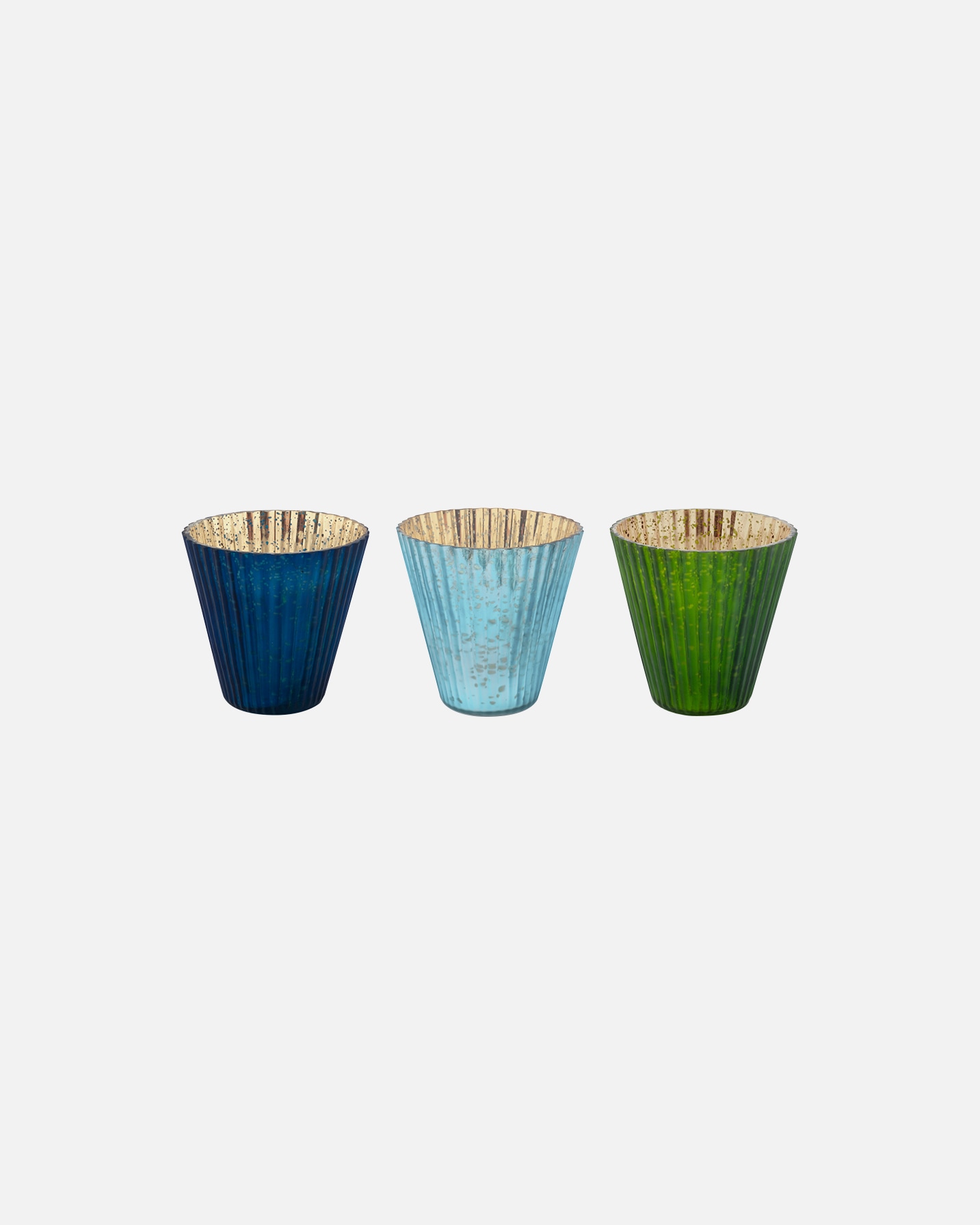 Świeczniki na podgrzewacze PIP Studio Glass, niebieskie (zestaw 3 szt.) – wielokolorowe, 10 x 10,5 cm