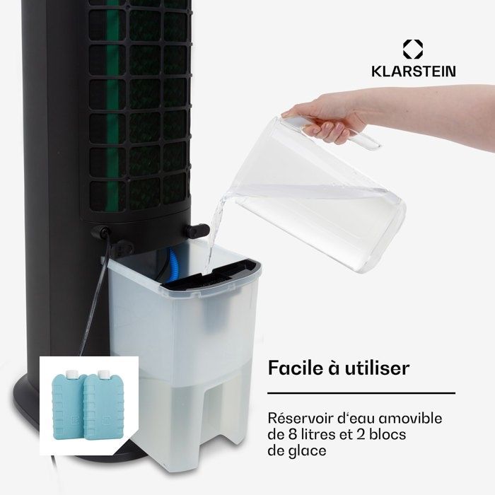 Enfriador de aire - Klarstein Skytower Smart - Ventilador humidificador de aire - Negro