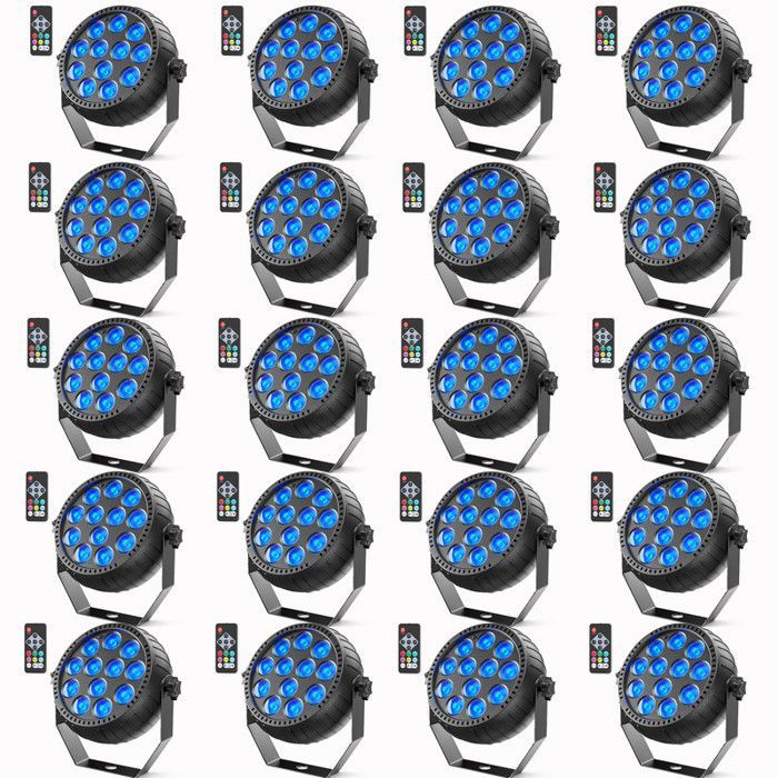 JAJALUYA 20PCS Par LED RGBW 72W 2200mAh Projecteur LED Batterie Rechargeable avec Télécommande,Lumière de Scène pour Disco