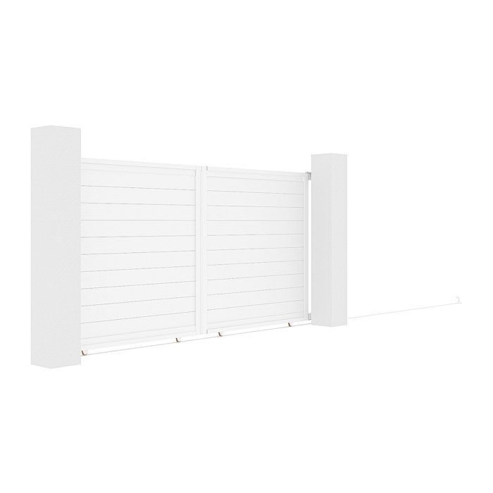 Puerta corredera de aluminio macizo, 374 cm de ancho x 180 cm de alto, blanca - NAZARIO