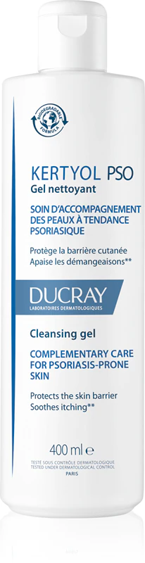 Gel de limpeza facial e corporal Ducray Kertyol PSO para psoríase